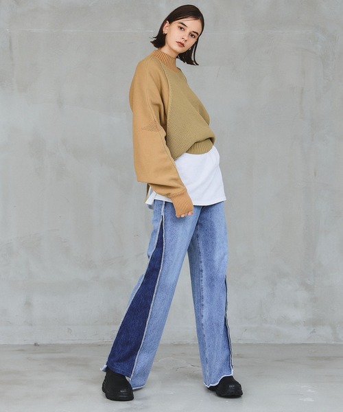 casane（カサネ）の「リメイクデニムワイドパンツ（デニムパンツ