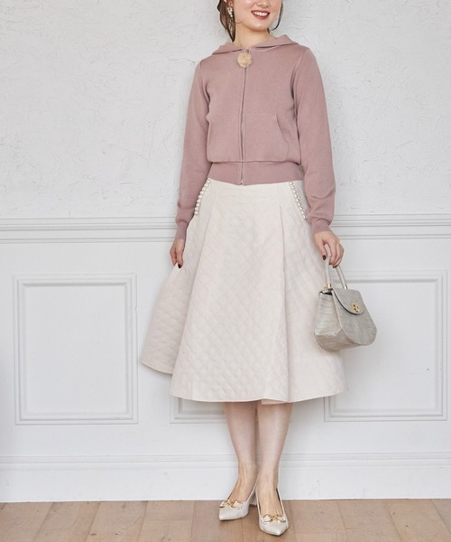 tocco closet(トッコ クローゼット)の「ポケット付きファーチャームジップニットパーカー(パーカー・レディース・ブラック/オフホワイト/ピンク系その他・M)」の15枚目の写真