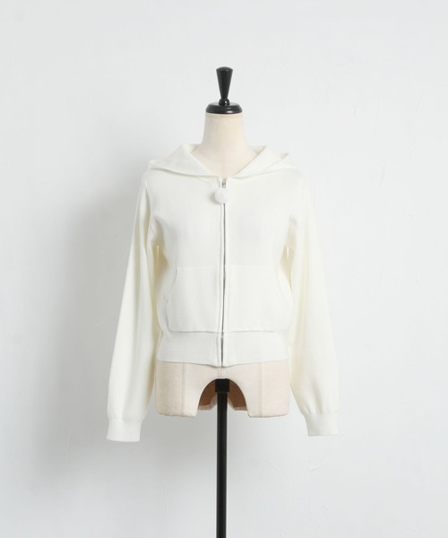 tocco closet(トッコ クローゼット)の「ポケット付きファーチャームジップニットパーカー(パーカー・レディース・ブラック/オフホワイト/ピンク系その他・M)」の11枚目の写真