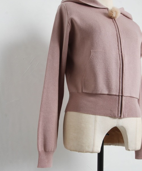 tocco closet(トッコ クローゼット)の「ポケット付きファーチャームジップニットパーカー(パーカー・レディース・ブラック/オフホワイト/ピンク系その他・M)」の22枚目の写真