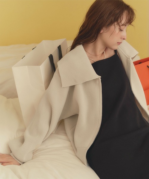 ボリュームスリーブニットブルゾン（ブルゾン）｜titivate（ティティ