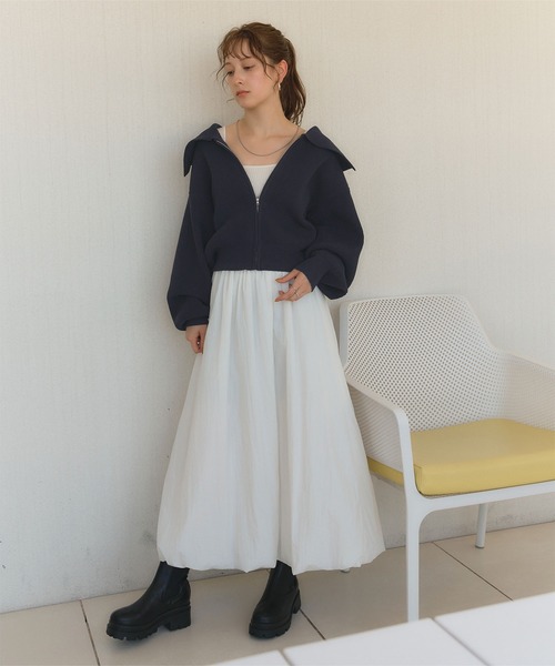 ボリュームスリーブニットブルゾン（ブルゾン）｜titivate（ティティ