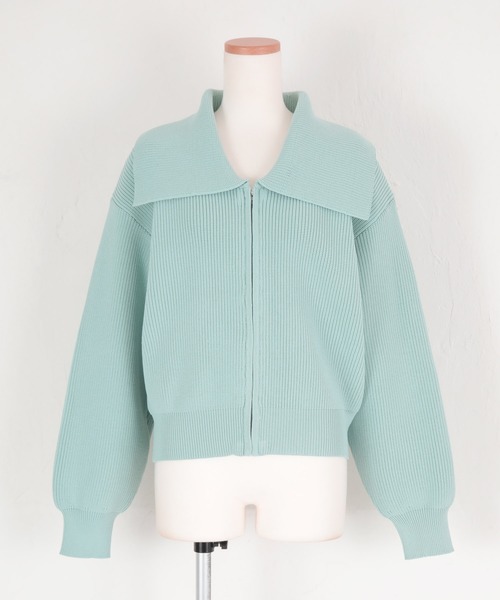 titivate（ティティベイト）の「ﾎﾞﾘｭｰﾑｽﾘｰﾌﾞﾆｯﾄﾌﾞﾙｿﾞﾝ（ブルゾン・レディース・ネイビー/ライトベージュ/ライトブルー・FREE）」の10枚目の写真