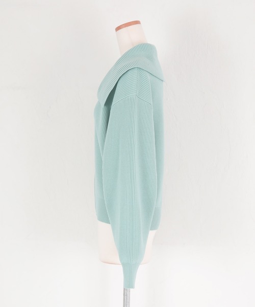 titivate（ティティベイト）の「ﾎﾞﾘｭｰﾑｽﾘｰﾌﾞﾆｯﾄﾌﾞﾙｿﾞﾝ（ブルゾン・レディース・ネイビー/ライトベージュ/ライトブルー・FREE）」の11枚目の写真