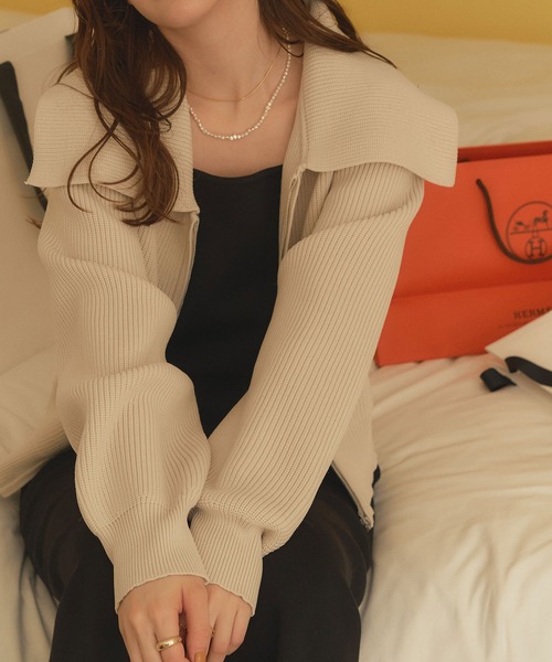 ボリュームスリーブニットブルゾン（ブルゾン）｜titivate（ティティ