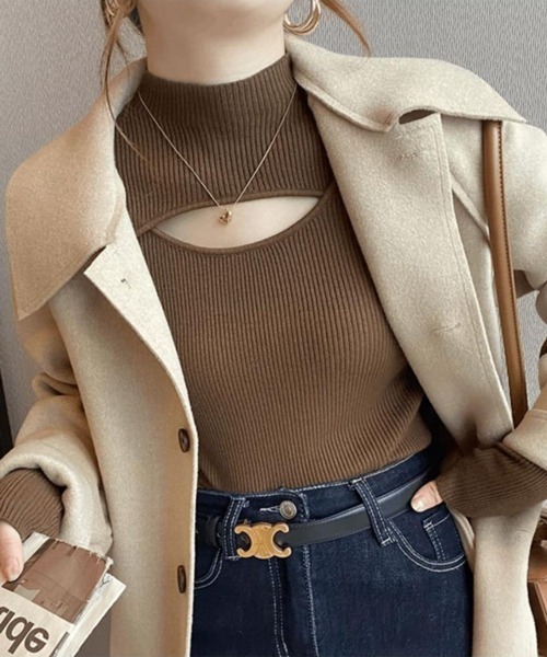 Nia（ニア）の「Nia(ニア)/フロントオープン ベーシックニット（ニット/セーター・レディース・アイボリー/カーキ/ブラック/オレンジ/ホワイト/ブラウン・FREE）」の9枚目の写真