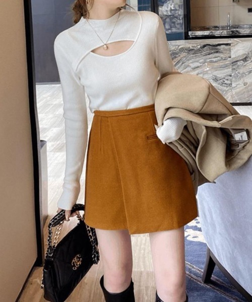 Nia（ニア）の「Nia(ニア)/フロントオープン ベーシックニット（ニット/セーター・レディース・アイボリー/カーキ/ブラック/オレンジ/ホワイト/ブラウン・FREE）」の7枚目の写真