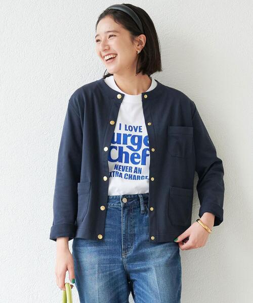 Traditional Weatherwear(トラディショナルウェザーウェア)の「【別注】<Traditional Weatherwear> ARKLEY カットソー カーディガン(カーディガン/ボレロ・レディース・ネイビー/レッド・FREE)」の2枚目の写真