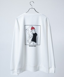 【a-r】〔Red Cap Girl/レッドキャップガール〕シルクタッチダンボールニット バックイラスト ルーズシルエット クルーネックスウェット