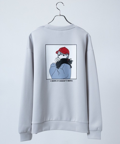 Red Cap Girl（レッドキャプガール）の「【a-r】〔Red Cap Girl/レッドキャップガール〕シルクタッチダンボールニット バックイラスト ルーズシルエット クルーネックスウェット（スウェット・メンズ・ホワイト/ブラック/ブルー/ブルー系その他/ホワイト系その他/グレイッシュベージュ/ブラック系その他/ブルー系1/ホワイト系1/ブラック系1/グレー系1/グレー/ブルー系2/ブラック系2/ホワイト系2/グレー系3/ブラック系3/ホワイト系3/ブルー系3/ピンク/ブラック系その他2/チャコールグレー・MEDIUM/LARGE/X-LARGE）」の15枚目の写真