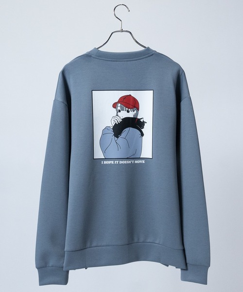 Red Cap Girl（レッドキャプガール）の「【a-r】〔Red Cap Girl/レッドキャップガール〕シルクタッチダンボールニット バックイラスト ルーズシルエット クルーネックスウェット（スウェット・メンズ・ホワイト/ブラック/ブルー/ブルー系その他/ホワイト系その他/グレイッシュベージュ/ブラック系その他/ブルー系1/ホワイト系1/ブラック系1/グレー系1/グレー/ブルー系2/ブラック系2/ホワイト系2/グレー系3/ブラック系3/ホワイト系3/ブルー系3/ピンク/ブラック系その他2/チャコールグレー・MEDIUM/LARGE/X-LARGE）」の21枚目の写真