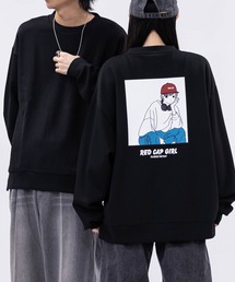 Red Cap Girl（レッドキャプガール）の「【a-r】〔Red Cap Girl/レッドキャップガール〕シルクタッチダンボールニット バックイラスト ルーズシルエット クルーネックスウェット（スウェット・メンズ）」