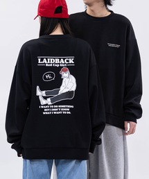 【a-r】〔Red Cap Girl/レッドキャップガール〕シルクタッチダンボールニット バックイラスト ルーズシルエット クルーネックスウェット