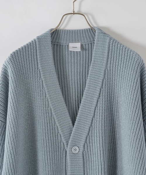 neez.（ニーズ）の「ミドルゲージリブカーディガン（カーディガン/ボレロ・メンズ・ブルー/ブラック/グリーン・SMALL/MEDIUM/LARGE）」の4枚目の写真