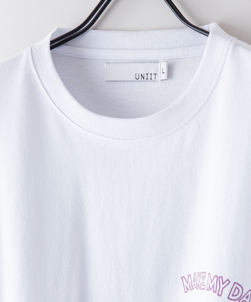 UNIIT（ユニット）の「【UNIIT/ユニット】 別注　袖プリント　ロンT 　おじさんプリント 発泡プリント レイヤード（Tシャツ/カットソー・メンズ・ホワイト/ミント/グレー・LARGE/MEDIUM）」の7枚目の写真