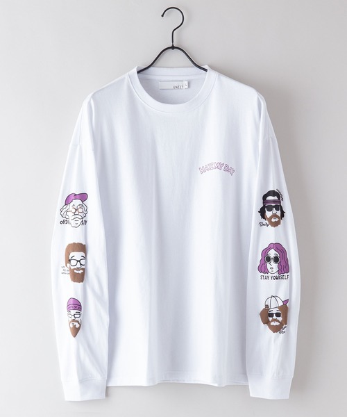 UNIIT（ユニット）の「【UNIIT/ユニット】 別注　袖プリント　ロンT 　おじさんプリント 発泡プリント レイヤード（Tシャツ/カットソー・メンズ・ホワイト/ミント/グレー・LARGE/MEDIUM）」の18枚目の写真