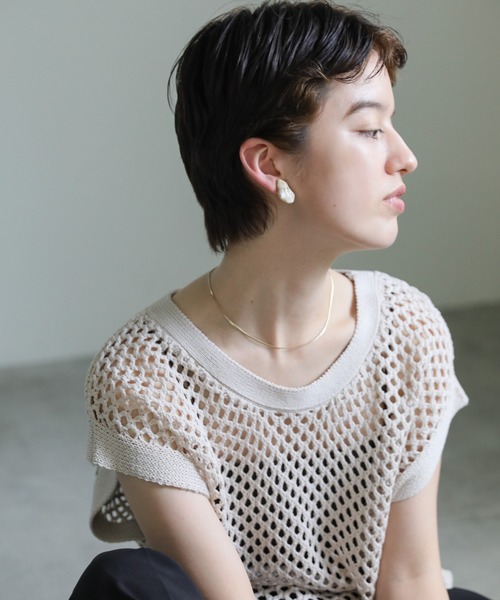 select MOCA（セレクトモカ）の「アシンメトリークリアイヤリング（イヤリング・レディース・ベージュ/アイボリー/クリア・FREE）」の12枚目の写真