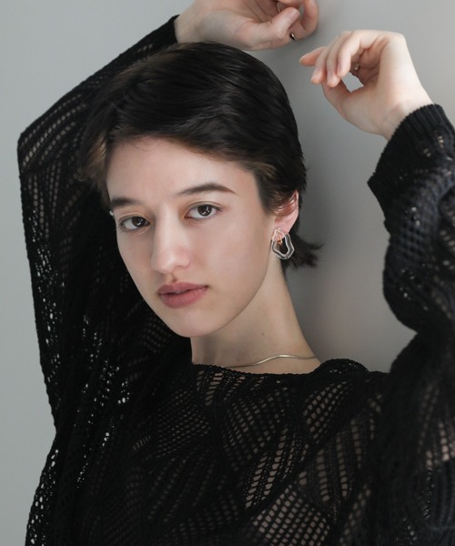 select MOCA（セレクトモカ）の「アシンメトリークリアイヤリング（イヤリング・レディース・ベージュ/アイボリー/クリア・FREE）」の6枚目の写真