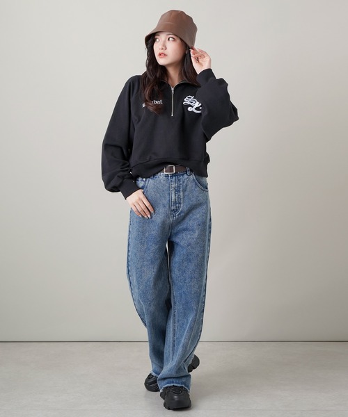 SPINNS（スピンズ）の「【5色展開】ワイドデニムパンツ　ボリュームデニム（デニムパンツ・レディース・ブラック/ブラック系その他/グレー系その他/ブルー系その他/ブルー・S/M）」の10枚目の写真