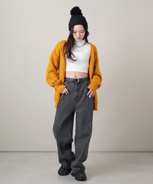 SPINNS（スピンズ）の「【5色展開】ワイドデニムパンツ　ボリュームデニム（デニムパンツ・レディース・ブラック/ブラック系その他/グレー系その他/ブルー系その他/ブルー・S/M）」の12枚目の写真