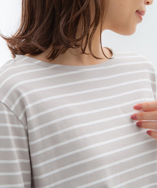 Honeys(ハニーズ)の「7分袖異素材使いTシャツ(Tシャツ/カットソー・レディース・ホワイト×ネイビー/ホワイト×ピンク/ホワイト系その他/ホワイト×グリーン/ベージュ系その他・L/M/LL)」の17枚目の写真