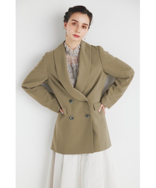 rienda（リエンダ）の「ダブルボタンショールカラ―テーラードジャケット（テーラードジャケット・レディース・ブラック/アイボリー/イエロー/ベージュ・MEDIUM/SMALL）」の3枚目の写真