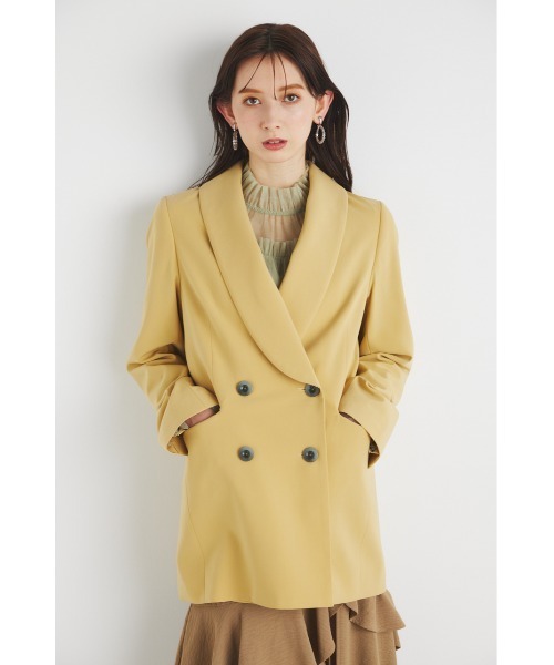 rienda（リエンダ）の「ダブルボタンショールカラ―テーラードジャケット（テーラードジャケット・レディース・ブラック/アイボリー/イエロー/ベージュ・MEDIUM/SMALL）」の4枚目の写真