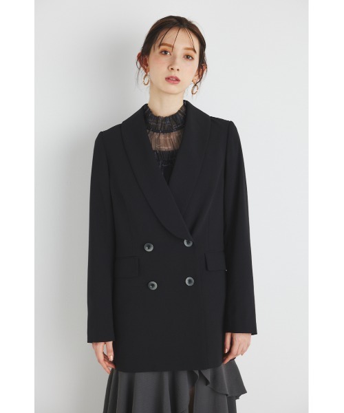 rienda（リエンダ）の「ダブルボタンショールカラ―テーラードジャケット（テーラードジャケット・レディース・ブラック/アイボリー/イエロー/ベージュ・MEDIUM/SMALL）」の2枚目の写真