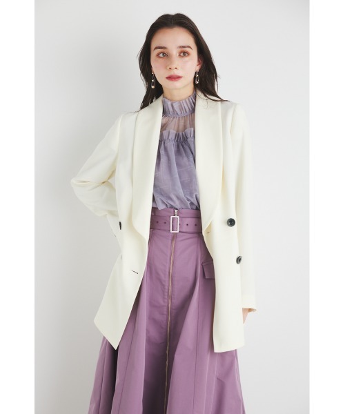 rienda（リエンダ）の「ダブルボタンショールカラ―テーラードジャケット（テーラードジャケット・レディース・ブラック/アイボリー/イエロー/ベージュ・MEDIUM/SMALL）」の5枚目の写真