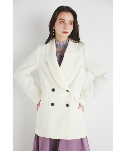 rienda（リエンダ）の「ダブルボタンショールカラ―テーラードジャケット（テーラードジャケット・レディース・ブラック/アイボリー/イエロー/ベージュ・MEDIUM/SMALL）」の8枚目の写真