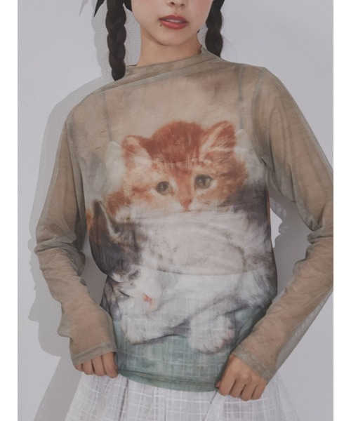 merry jenny（メリージェニー）の「diaryシアーメッシュtops（Tシャツ/カットソー・レディース・ベージュ/ブルー/グリーン・FREE）」の2枚目の写真