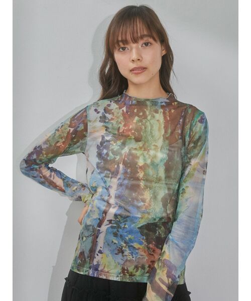 merryjenny diary シアーメッシュ tops merry jenny（メリージェニー）の「diaryシアーメッシュtops（T