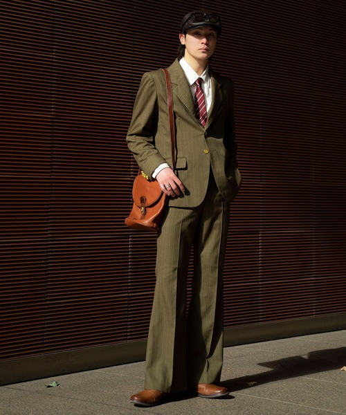 INTERPLAY(インタープレイ)の「【INTERPLAY x TAKERU】ストライプ セミ フレア パンツ(スラックス・メンズ・ダークグリーン/マスタード・SMALL/MEDIUM/LARGE)」の3枚目の写真