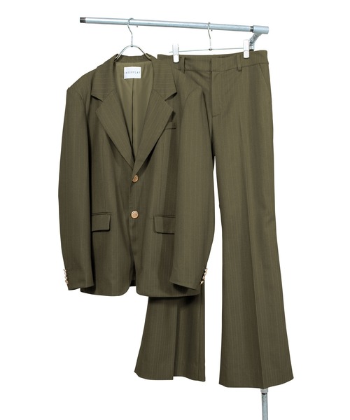 INTERPLAY(インタープレイ)の「【INTERPLAY x TAKERU】ストライプ セミ フレア パンツ(スラックス・メンズ・ダークグリーン/マスタード・SMALL/MEDIUM/LARGE)」の17枚目の写真