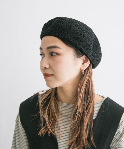 KBF（ケイビーエフ）の「クロシェベレー（ハンチング/ベレー帽・レディース・ブラック/ベージュ系その他・ONE）」の6枚目の写真