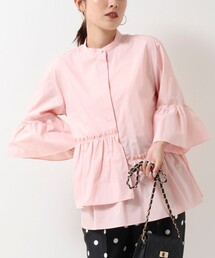 ペプラムギャザーシャツブラウス