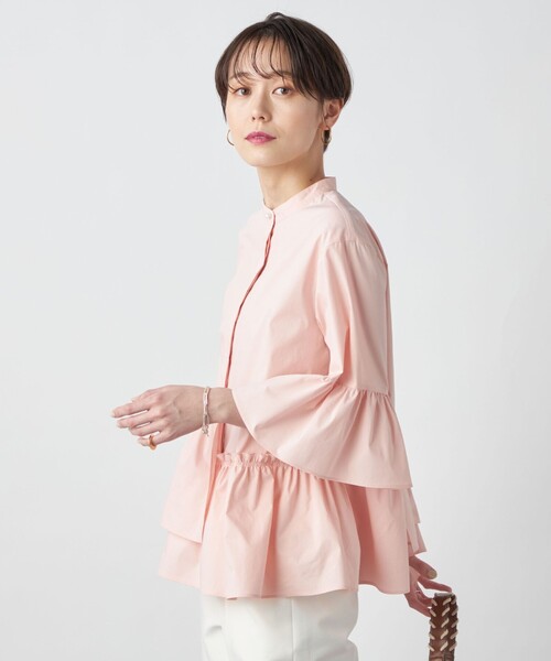 ペプラムギャザーシャツブラウス