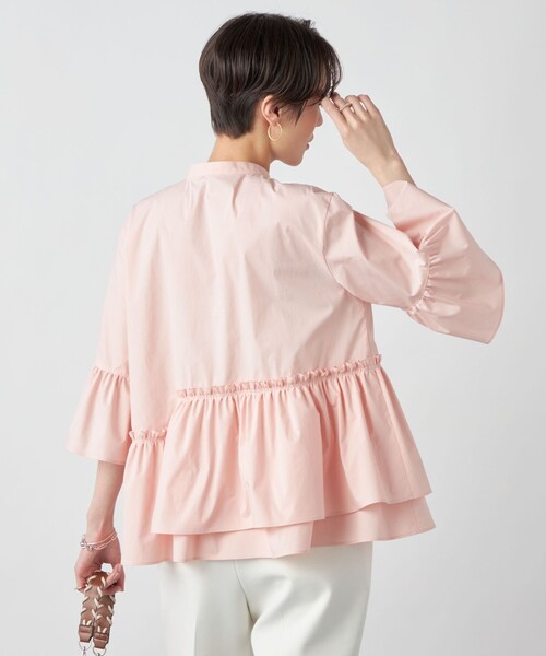 ペプラムギャザーシャツブラウス
