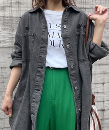 刺繍入りビッグデニムシャツ