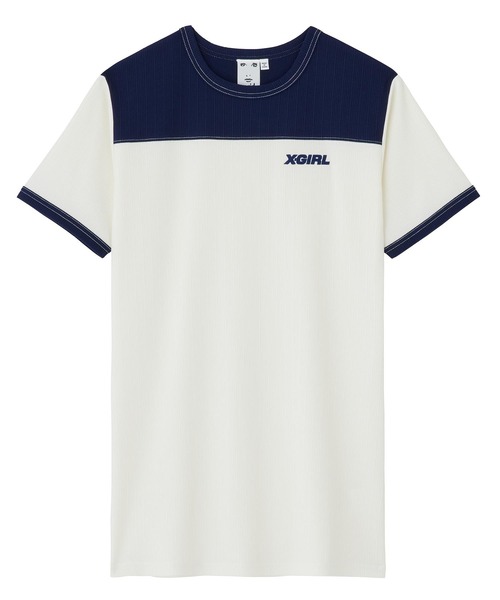 X-girl（エックスガール）の「RIBBED FOOTBALL DRESS（ワンピース・レディース・グリーン/ネイビー/ブラック・M/S）」の5枚目の写真