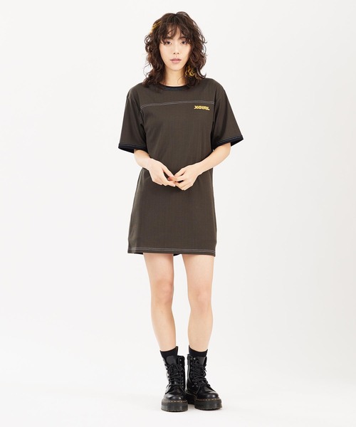 X-girl（エックスガール）の「RIBBED FOOTBALL DRESS（ワンピース・レディース・グリーン/ネイビー/ブラック・M/S）」の14枚目の写真