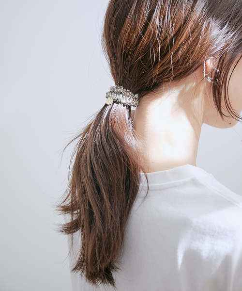 VIS（ビス）の「ビーズデコレーションヘアゴム（ヘアゴム・レディース・グレー系その他/ベージュ・FREE）」の7枚目の写真