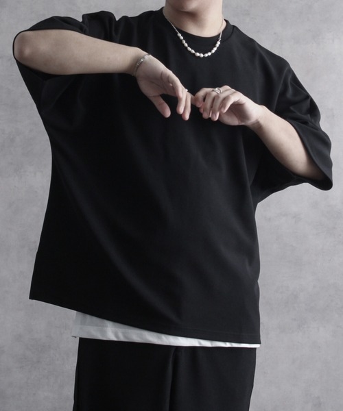 welise(ウェライズ)の「【welise/ウェライズ】welise×itsuki プライムジョーゼット ルーズドルマン半袖Tシャツ(Tシャツ/カットソー・メンズ・ネイビー/ブラック/オフホワイト・S/M/L)」の19枚目の写真