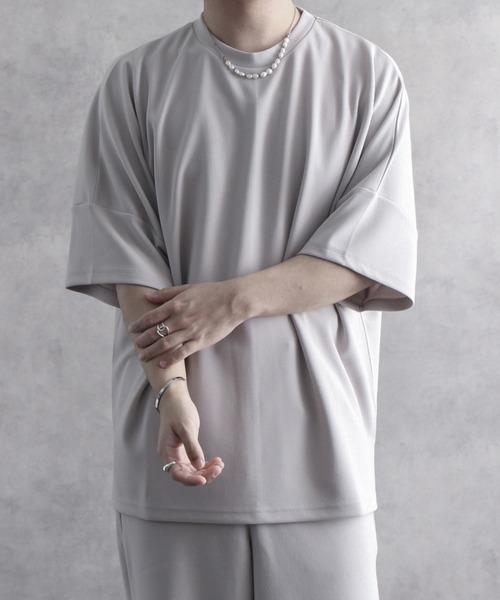 welise(ウェライズ)の「【welise/ウェライズ】welise×itsuki プライムジョーゼット ルーズドルマン半袖Tシャツ(Tシャツ/カットソー・メンズ・ネイビー/ブラック/オフホワイト・S/M/L)」の10枚目の写真