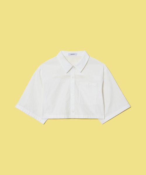 FOREVER 21(フォーエバー トゥエンティーワン)の「【MODE】カットアウト5分袖ショートシャツ(シャツ/ブラウス・レディース・ブラック/ホワイト・FREE)」の17枚目の写真