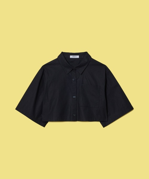 FOREVER 21(フォーエバー トゥエンティーワン)の「【MODE】カットアウト5分袖ショートシャツ(シャツ/ブラウス・レディース・ブラック/ホワイト・FREE)」の15枚目の写真