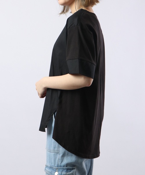 atONE(アットワン)の「atONE 異素材切り替え半袖Tシャツ(Tシャツ/カットソー・レディース・ブラック/オフホワイト・LL~3L/4L~5L/M-L)」の15枚目の写真