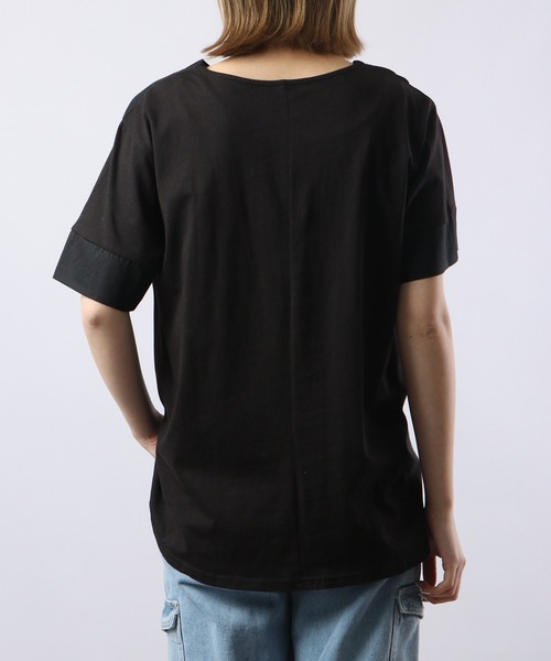 atONE(アットワン)の「atONE 異素材切り替え半袖Tシャツ(Tシャツ/カットソー・レディース・ブラック/オフホワイト・LL~3L/4L~5L/M-L)」の16枚目の写真