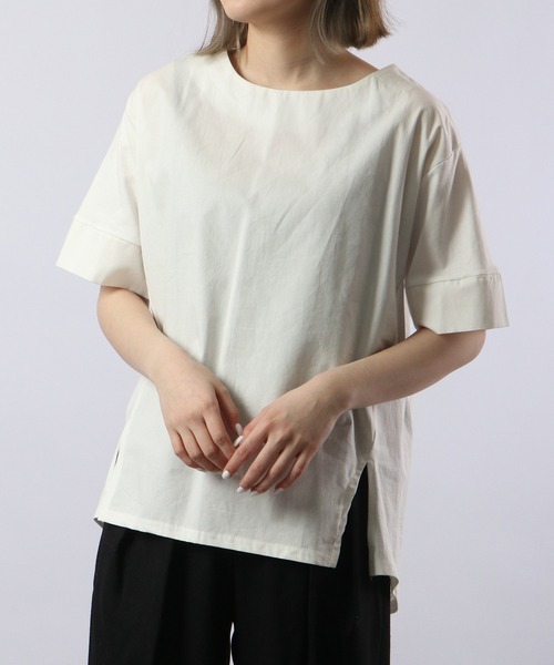 atONE(アットワン)の「atONE 異素材切り替え半袖Tシャツ(Tシャツ/カットソー・レディース・ブラック/オフホワイト・LL~3L/4L~5L/M-L)」の3枚目の写真