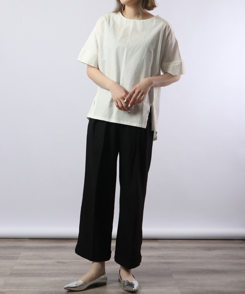 atONE(アットワン)の「atONE 異素材切り替え半袖Tシャツ(Tシャツ/カットソー・レディース・ブラック/オフホワイト・LL~3L/4L~5L/M-L)」の9枚目の写真